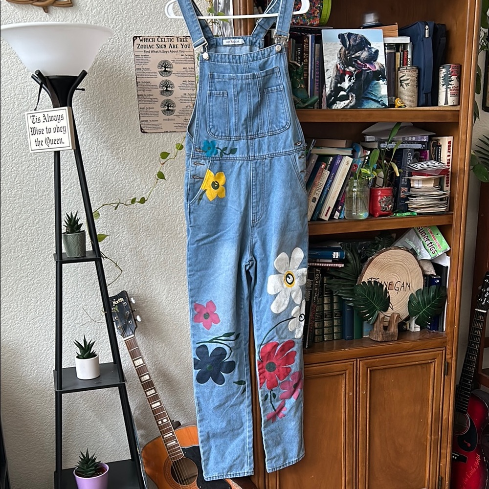 Floral Denim Overalls